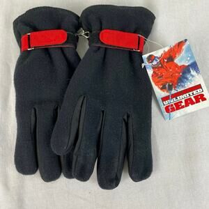Marlboro Unlimited Gear Fleece Lined Gloves w/ Wrist Strap Blk & Red Unisex NWT
